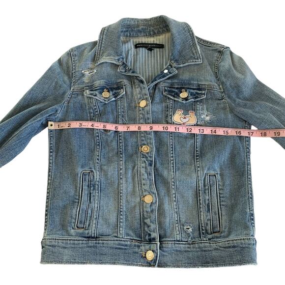 Via Penny Lane Reworked Apparel | Journey Custom Distressed Denim Jacket Size 2 - Picture 5 of 10